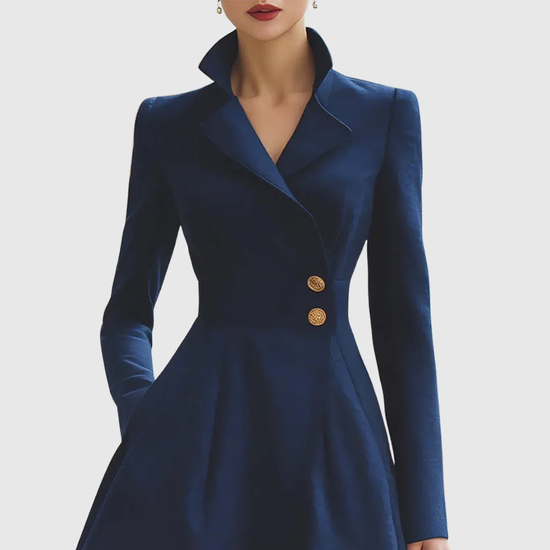 Women's double-breasted stand collar wool coat with buttons
