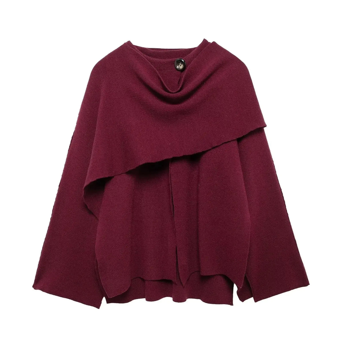 Women's draped button-front wool cape