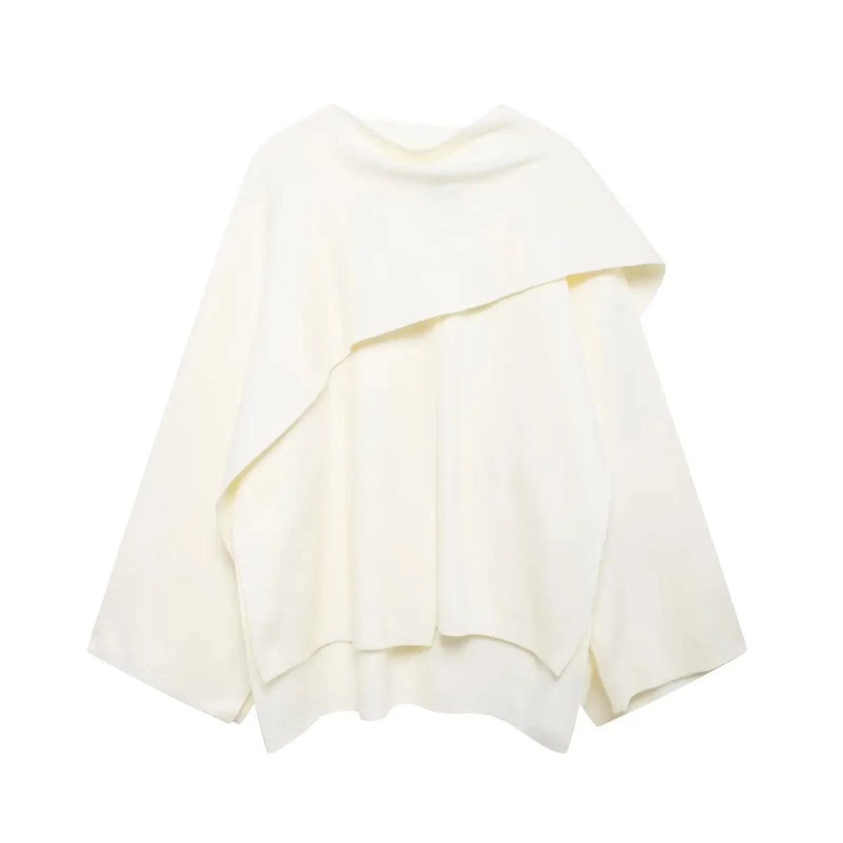 Women's draped button-front wool cape