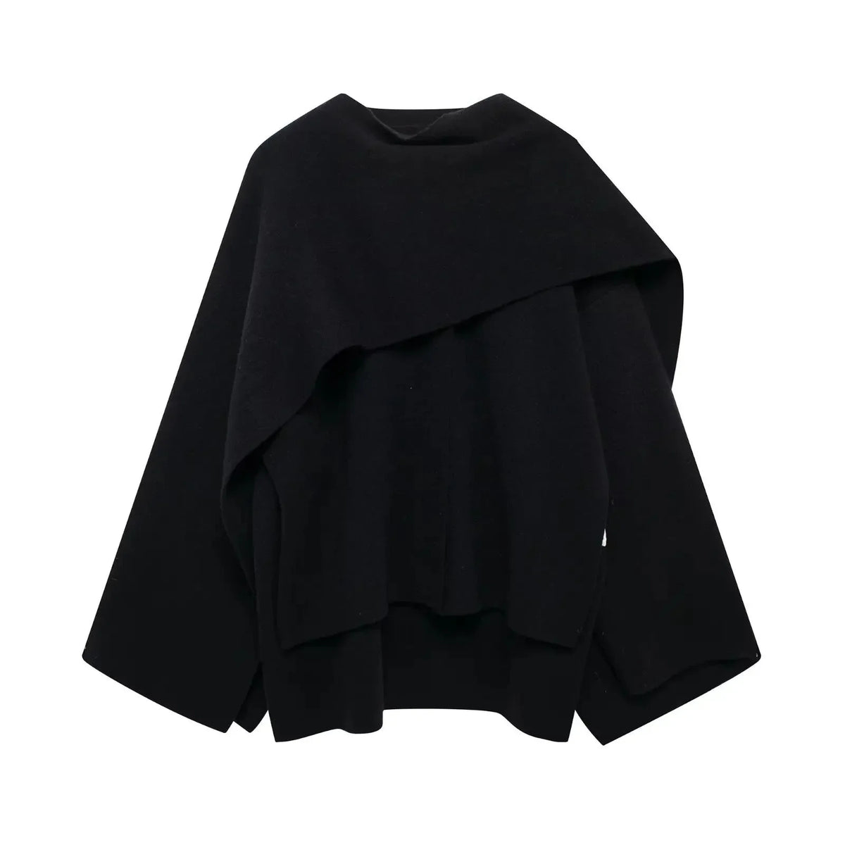 Women's draped button-front wool cape