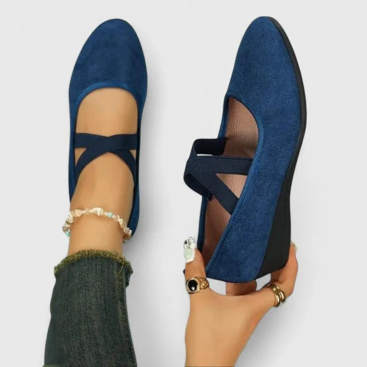 Women's Elegant Suede Cross-Strap Wedge Flats