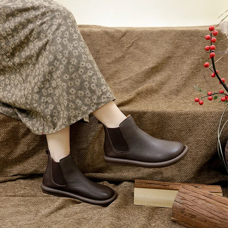 Women's faux leather chelsea boots with elastic side gussets