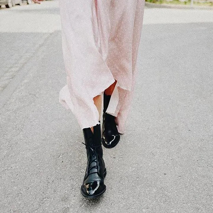 Women's faux leather lace-up ankle boots