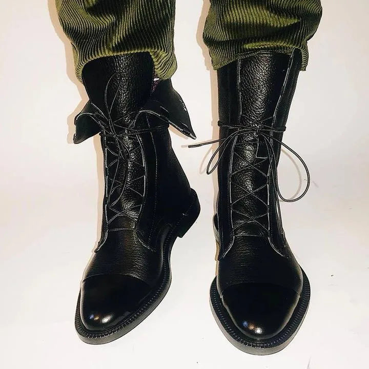 Women's faux leather lace-up ankle boots