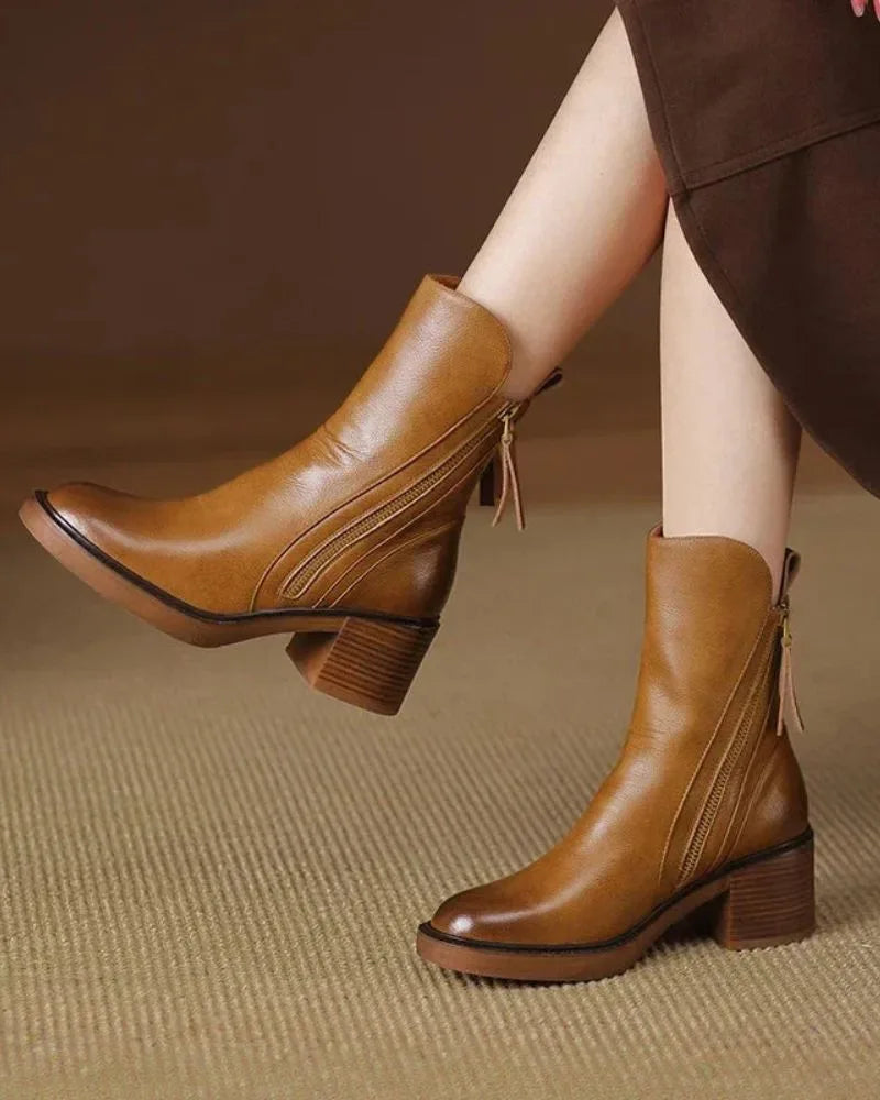 Women's faux leather side zip ankle boots