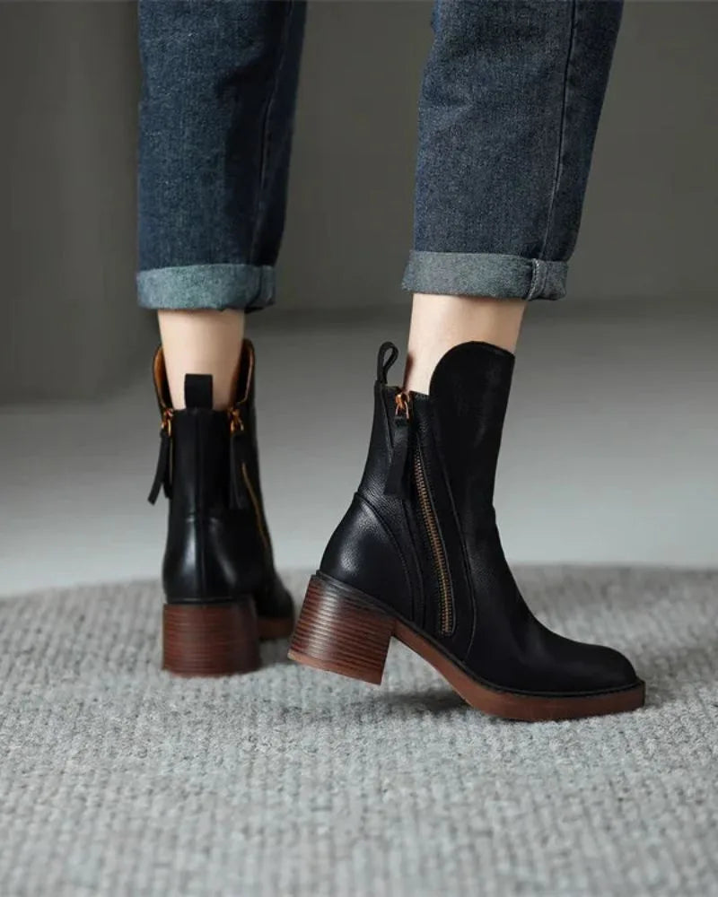 Women's faux leather side zip ankle boots