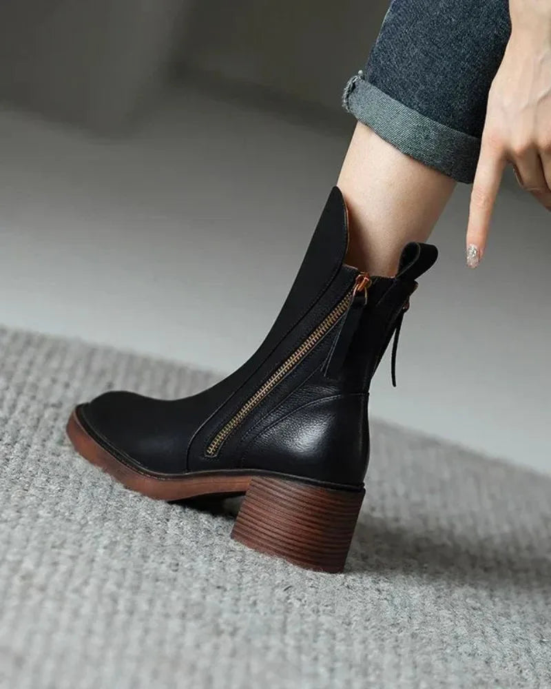 Women's faux leather side zip ankle boots