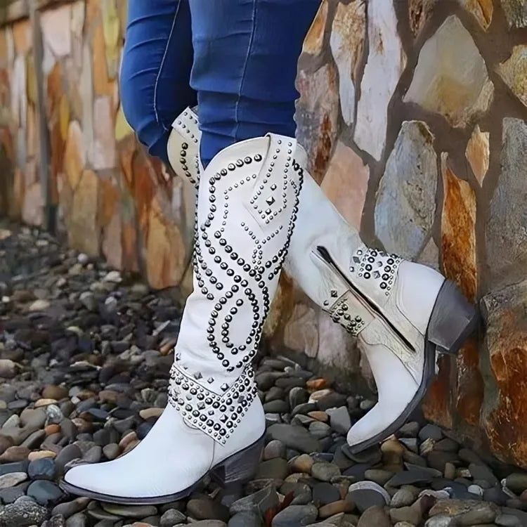 Women's faux leather side zip knee high boots