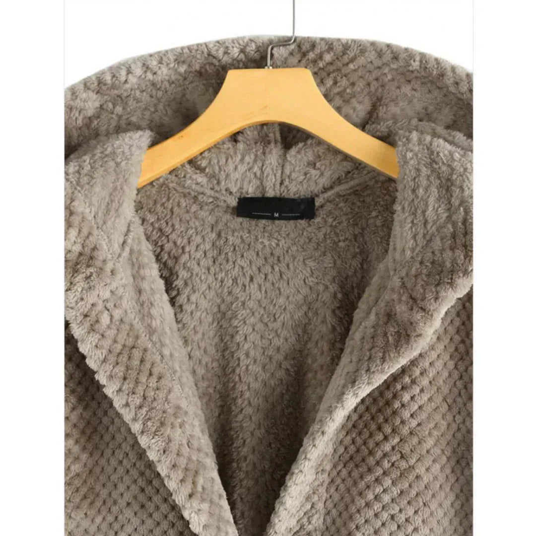 Women's fleece button-front hooded cardigan with high-low hem