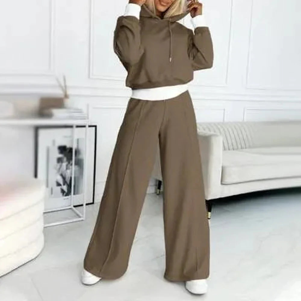 Women's fleece hooded two piece set