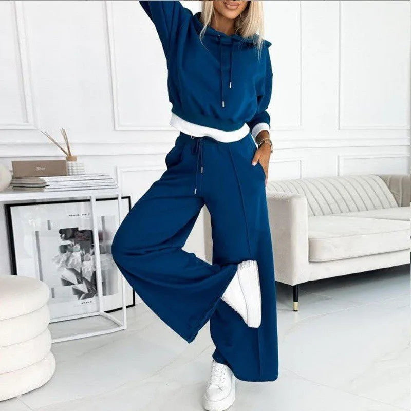 Women's fleece hooded two piece set