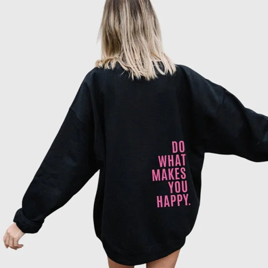 Women's fleece hoodie with text print on back