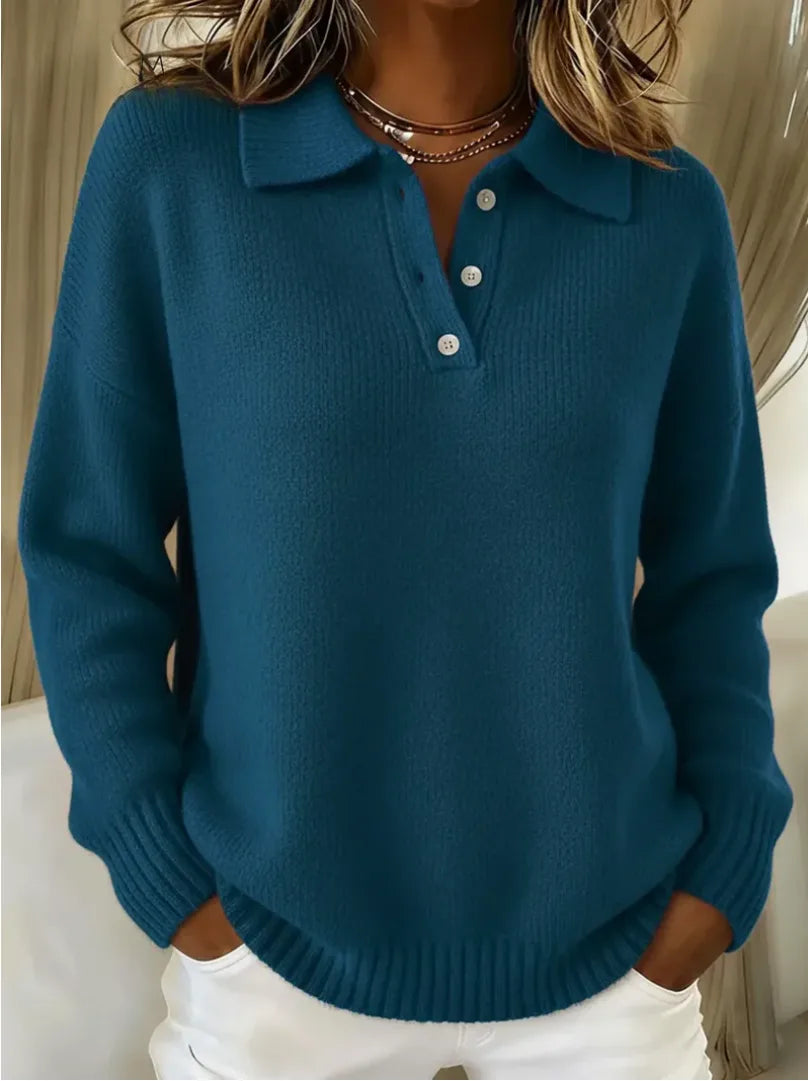 Women's knit button-front collared sweater