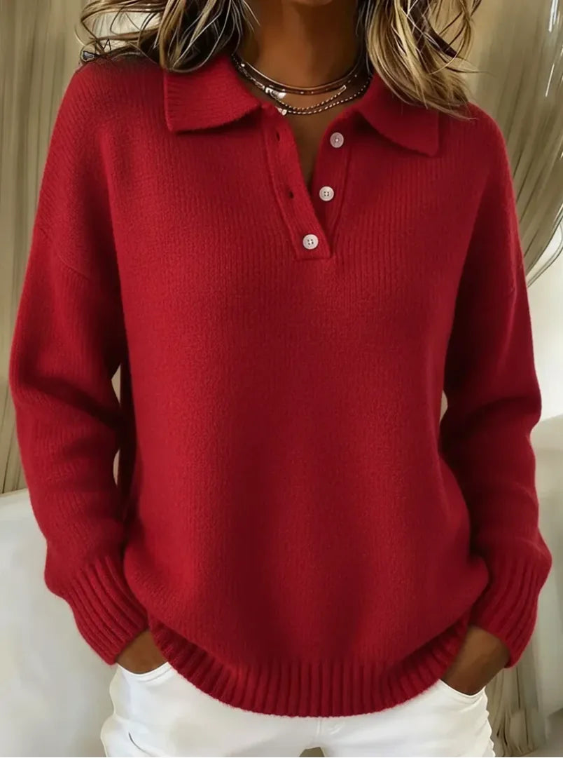 Women's knit button-front collared sweater
