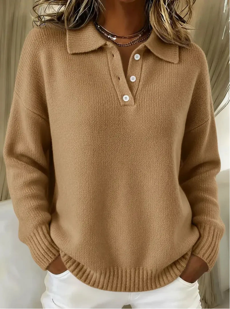 Women's knit button-front collared sweater