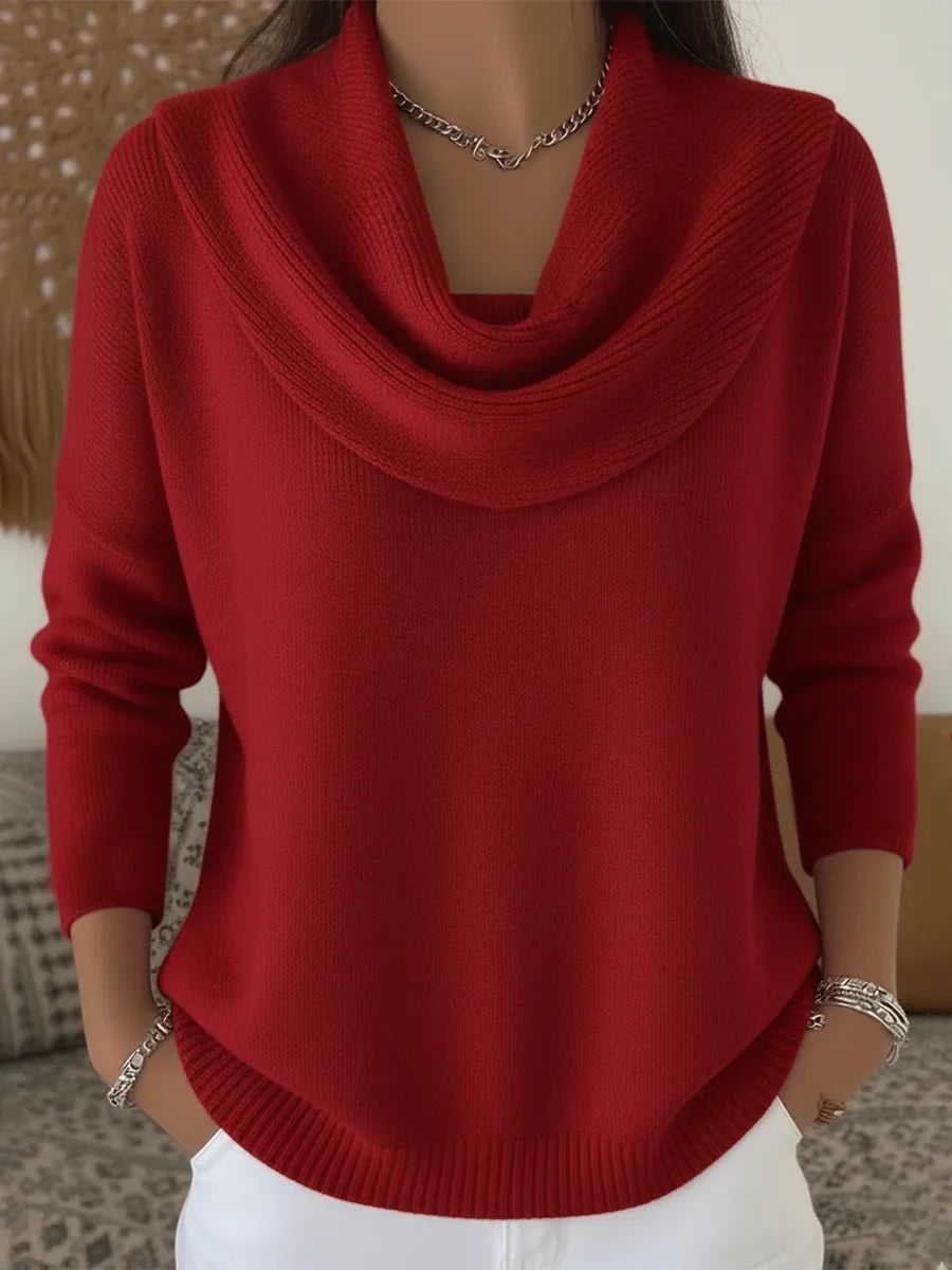 Women's knit sweater with cowl neck