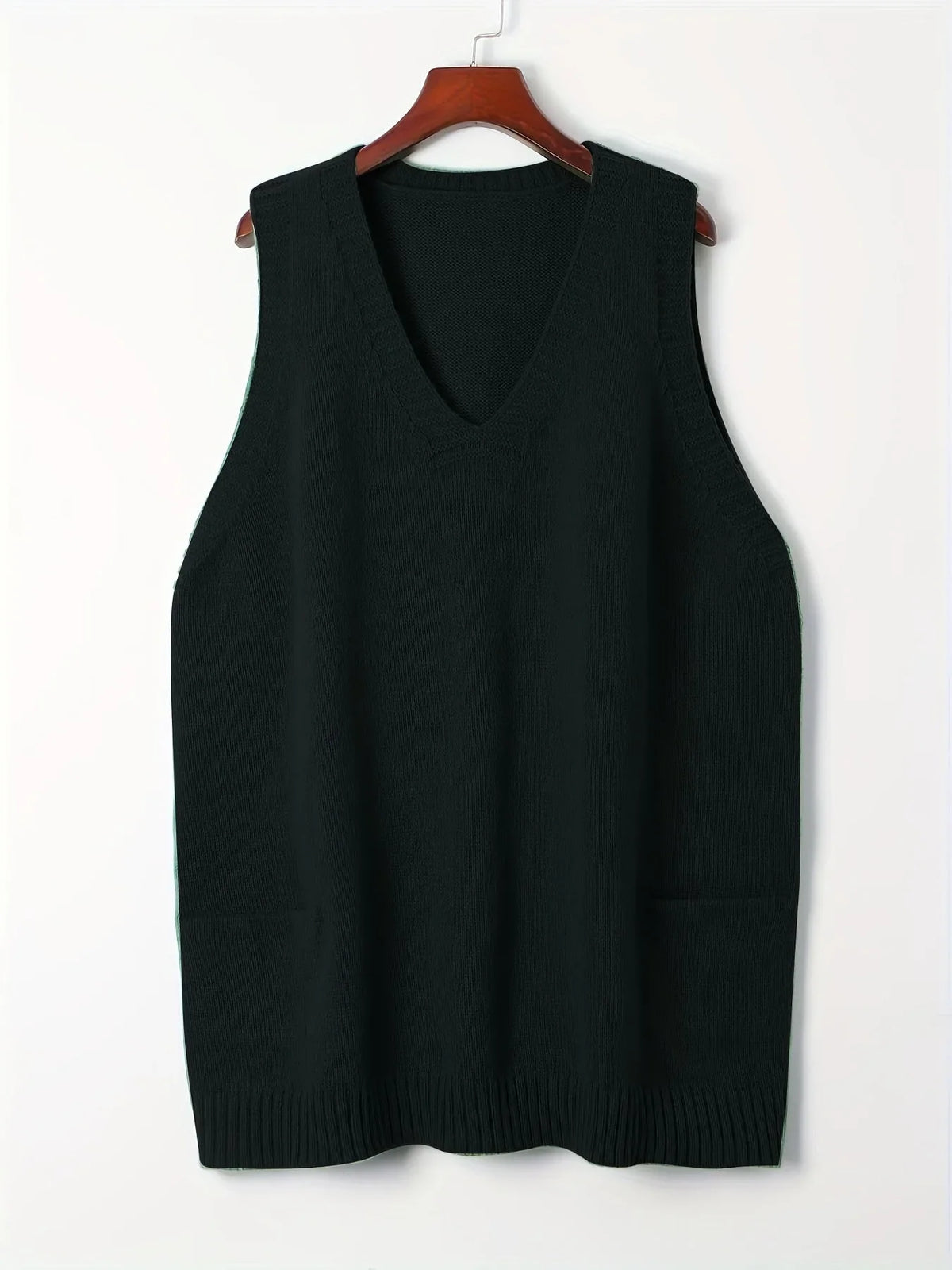 Women's knit v-neck sweater with front patch pockets
