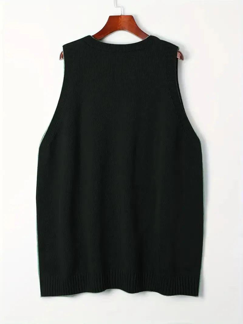 Women's knit v-neck sweater with front patch pockets