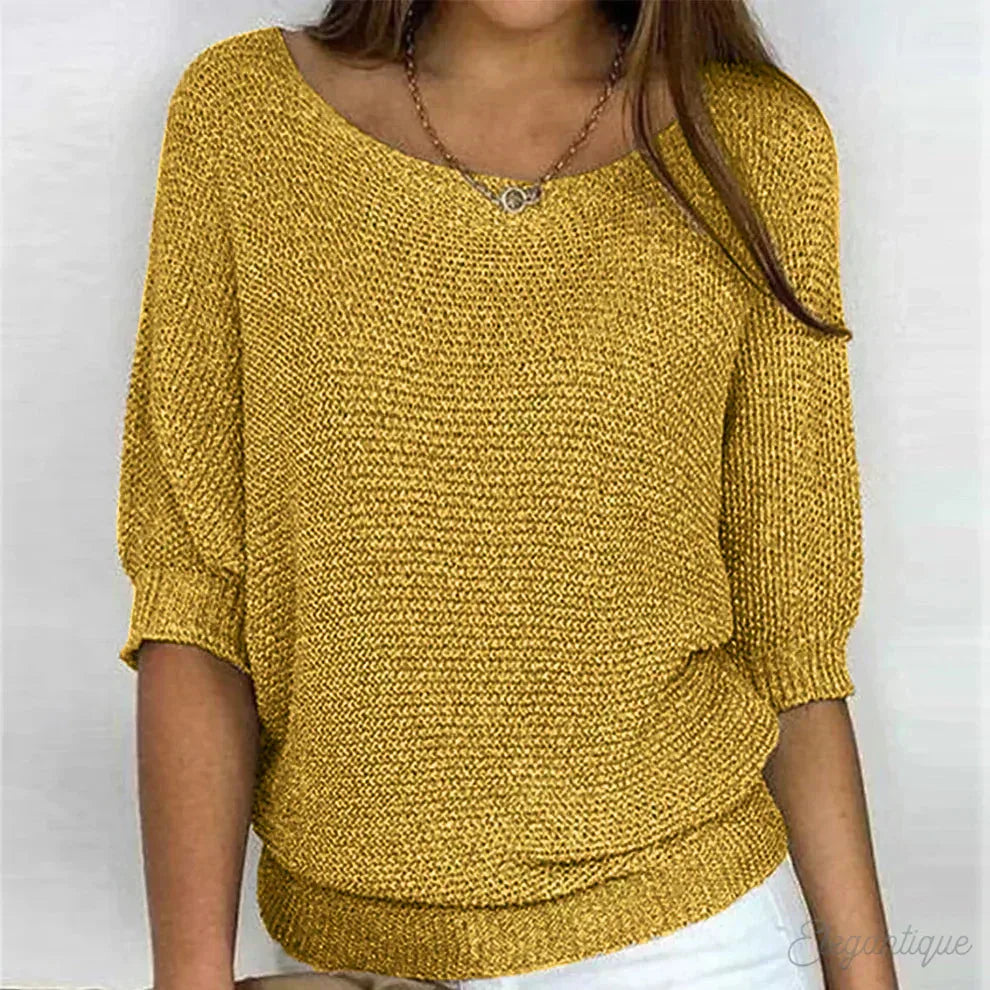 Women's knit v-neck sweater with ribbed cuffs and hem