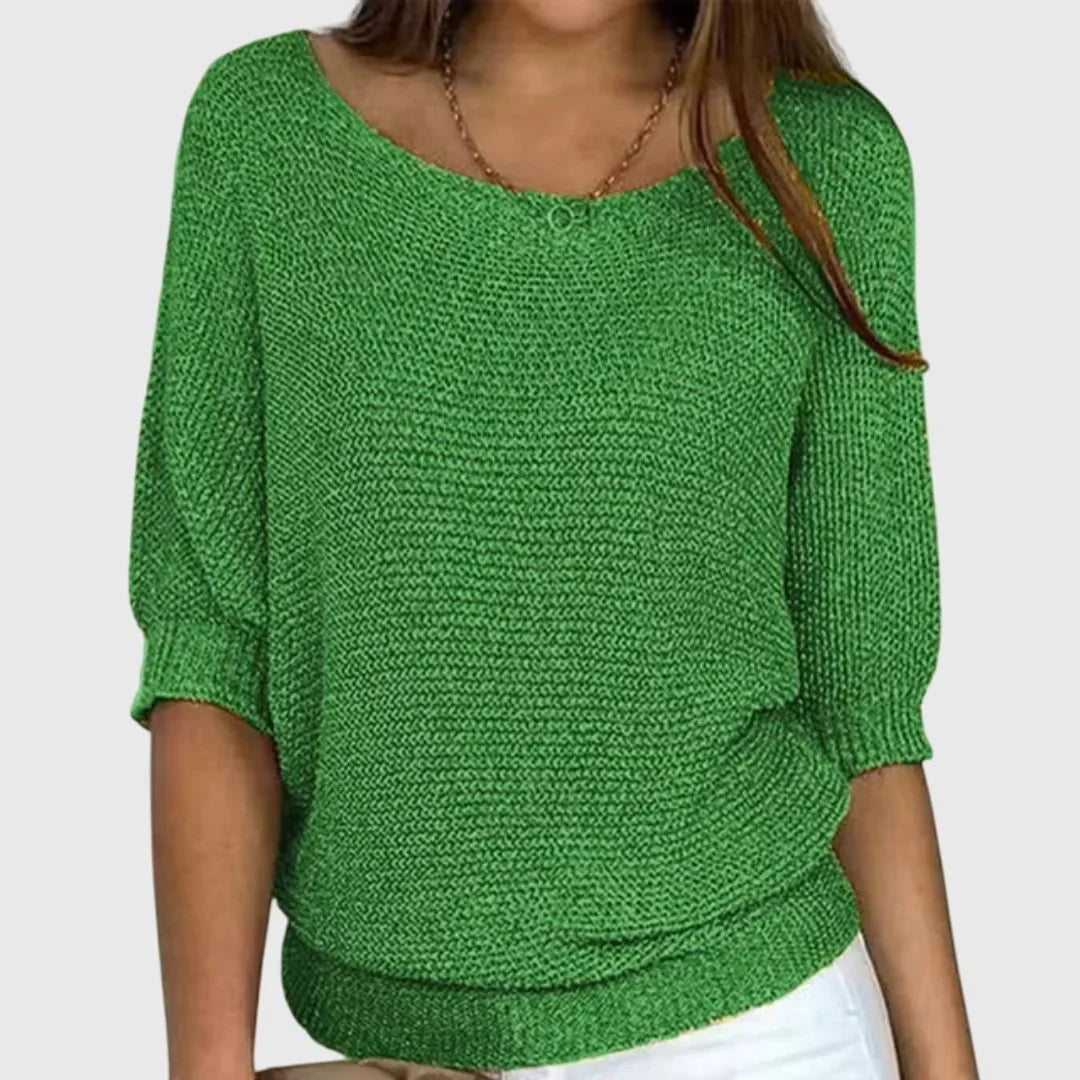 Women's knit v-neck sweater with ribbed cuffs hem