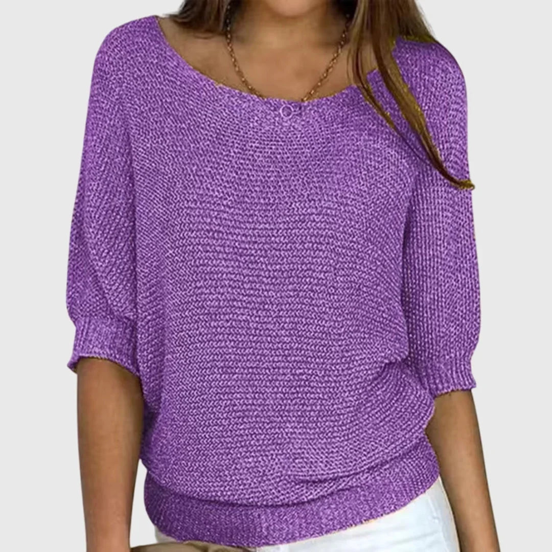 Women's knit v-neck sweater with ribbed cuffs hem