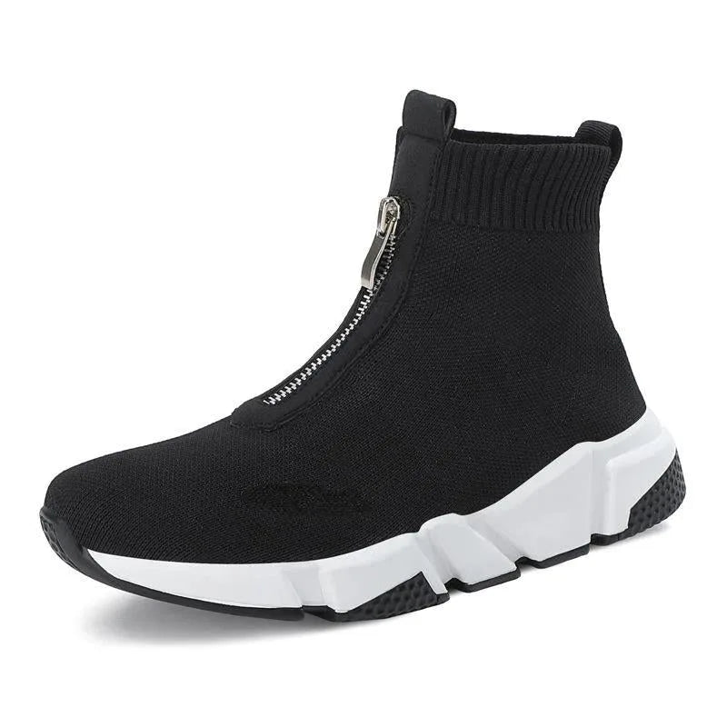Women's knit zip-up ankle boots