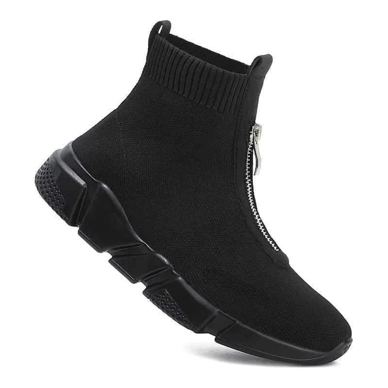 Women's knit zip-up ankle boots