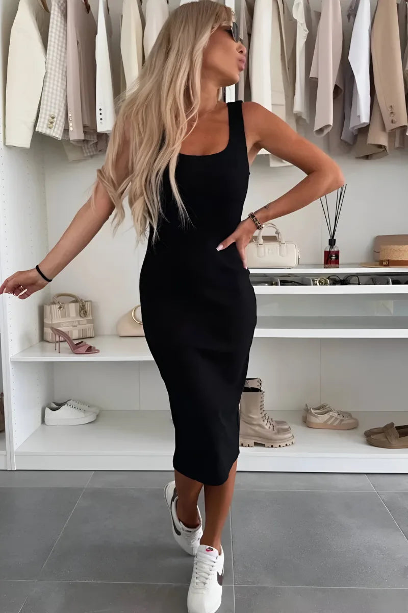 Women's Midi Dress and Cardigan Set Two-Piece Outfit