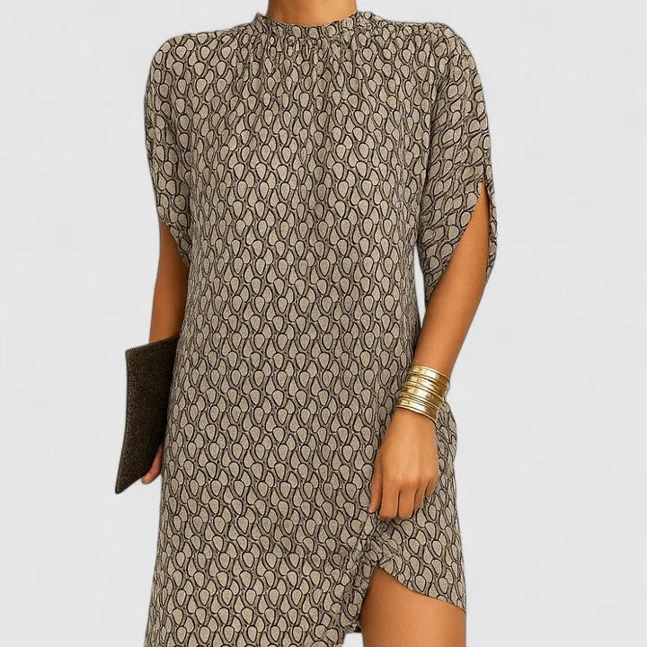 Women's Mock Neck Batwing Split Sleeve Midi Dress