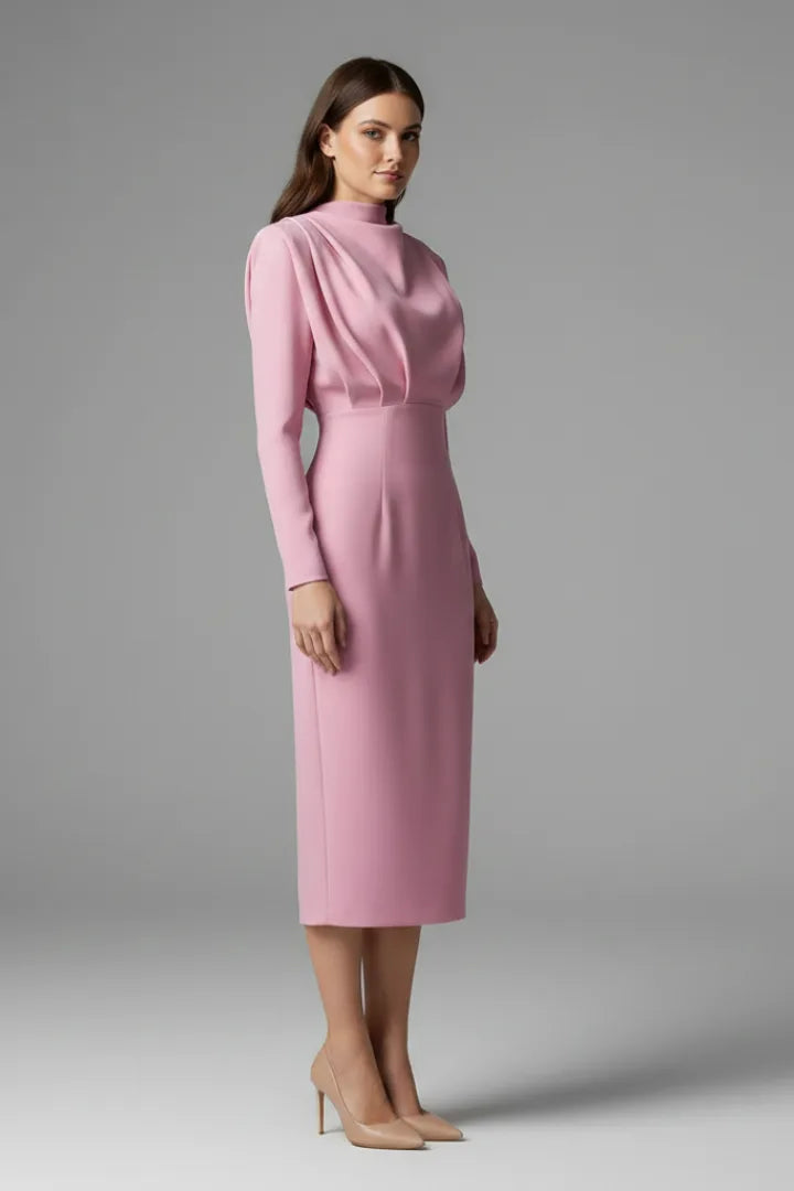 Women's Mock Neck Long Sleeve Maxi Dress