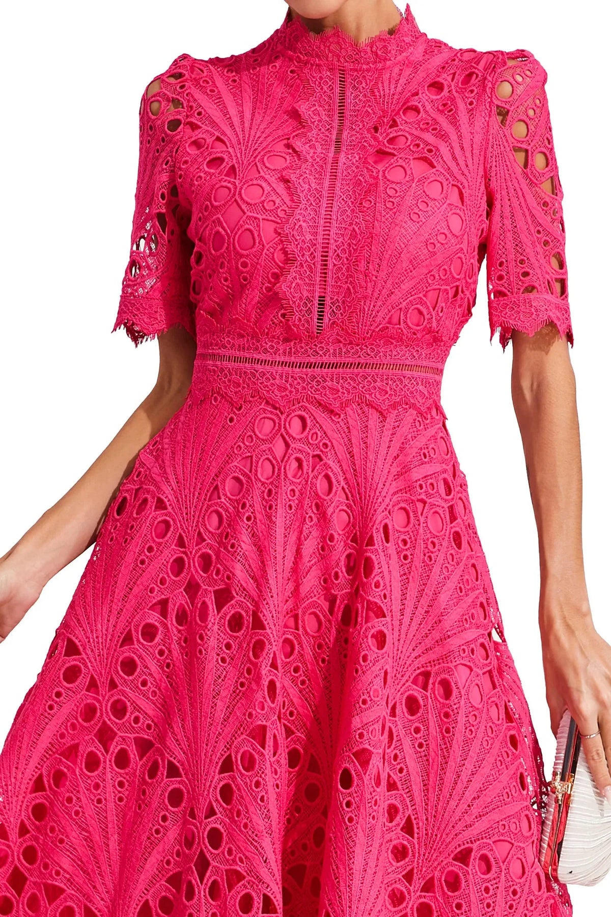 Women's Mock Neck Short Sleeve Midi Dress