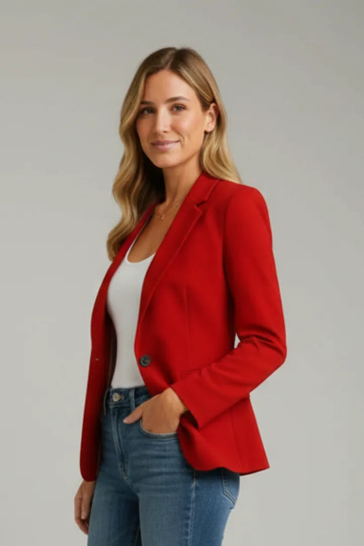 Women's Notched Lapel Long Sleeve Blazer