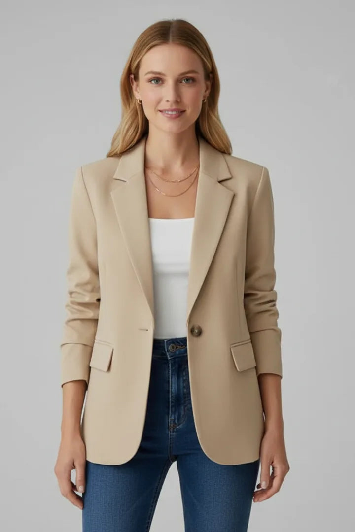 Women's Notched Lapel Long Sleeve Blazer
