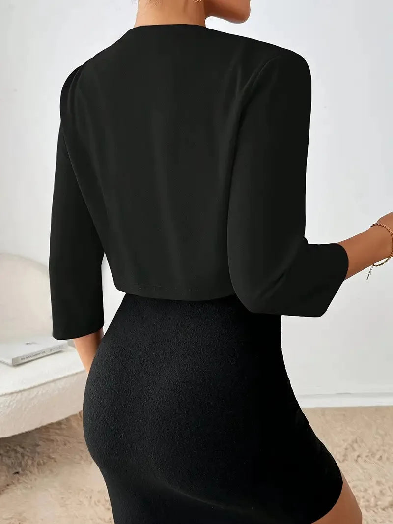 Women's Open Front Cropped Blazer Jacket