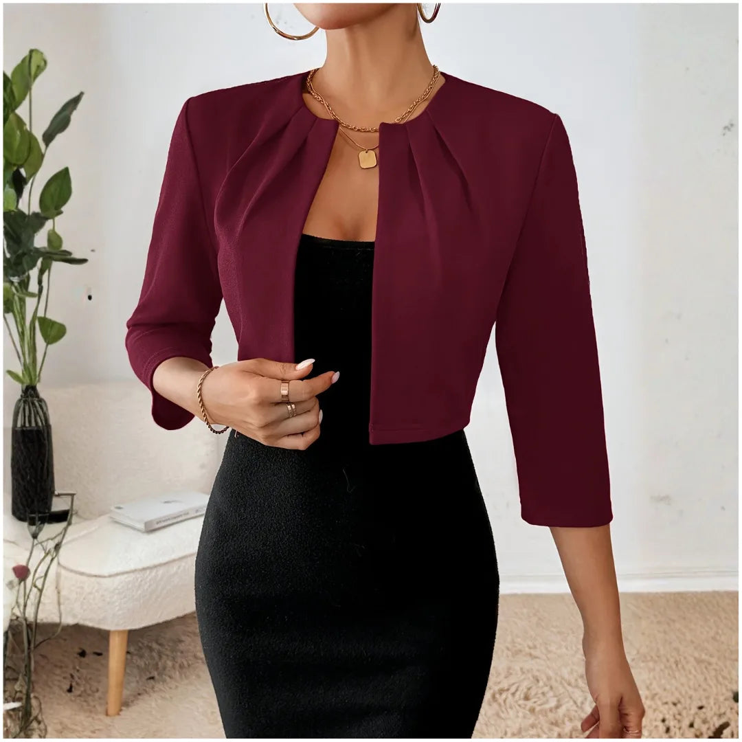 Women's Open Front Cropped Blazer Jacket