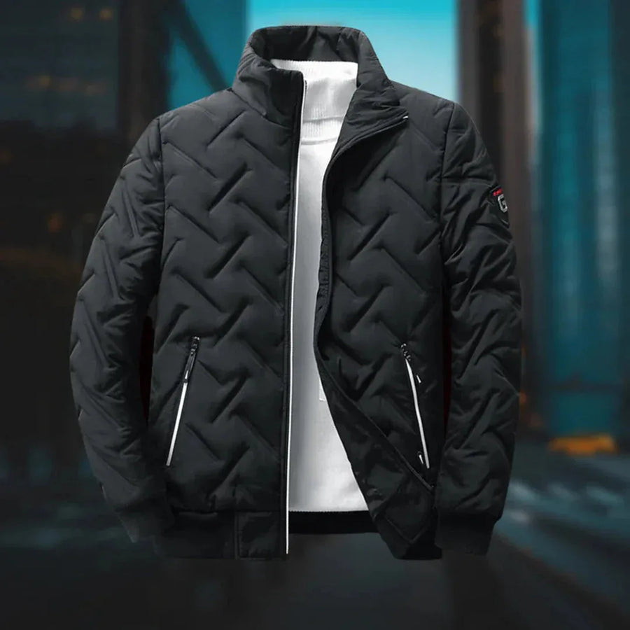 Women's quilted zip-up stand collar puffer jacket