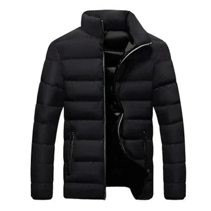 Women's quilted zip-up stand collar puffer jacket with contrast lining