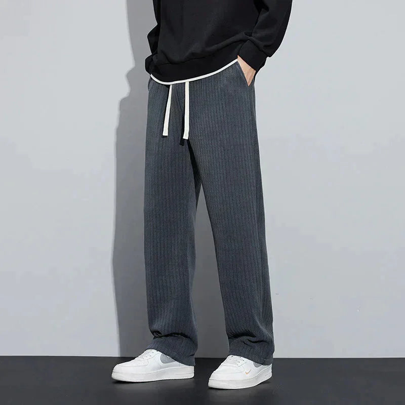 Women's ribbed pants with drawstring waist