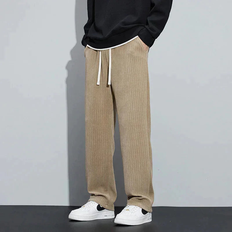 Women's ribbed pants with drawstring waist