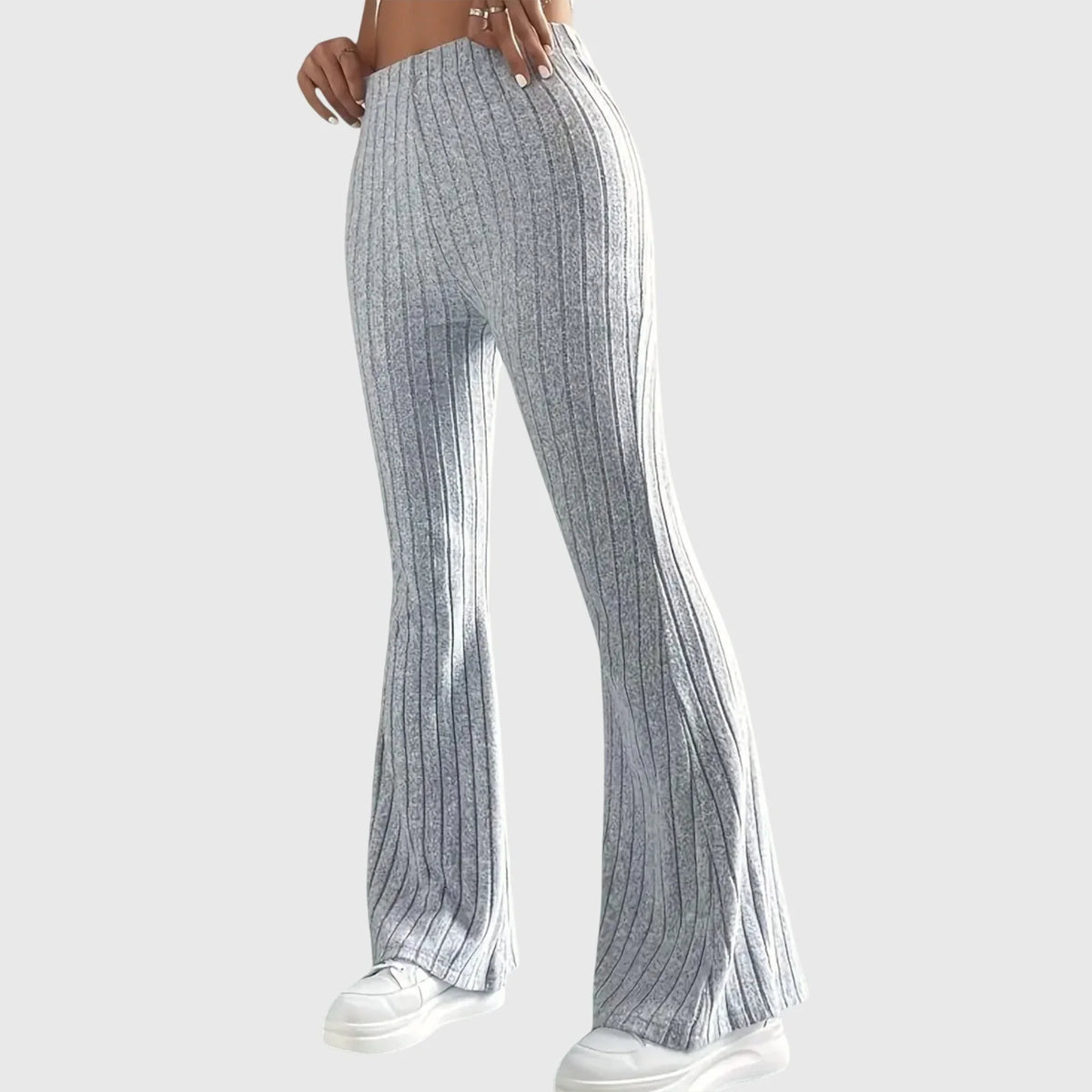 Women's ribbed pants with flared hem