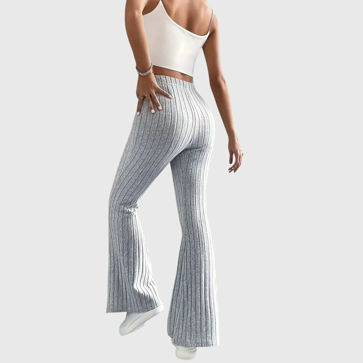 Women's ribbed pants with flared hem