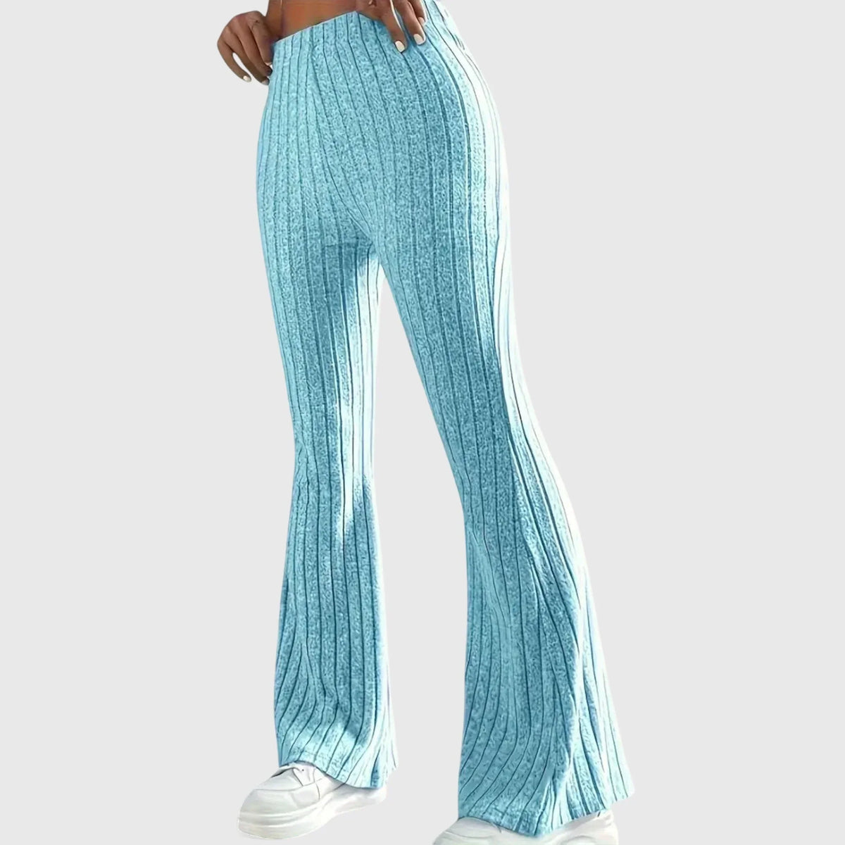 Women's ribbed pants with flared hem