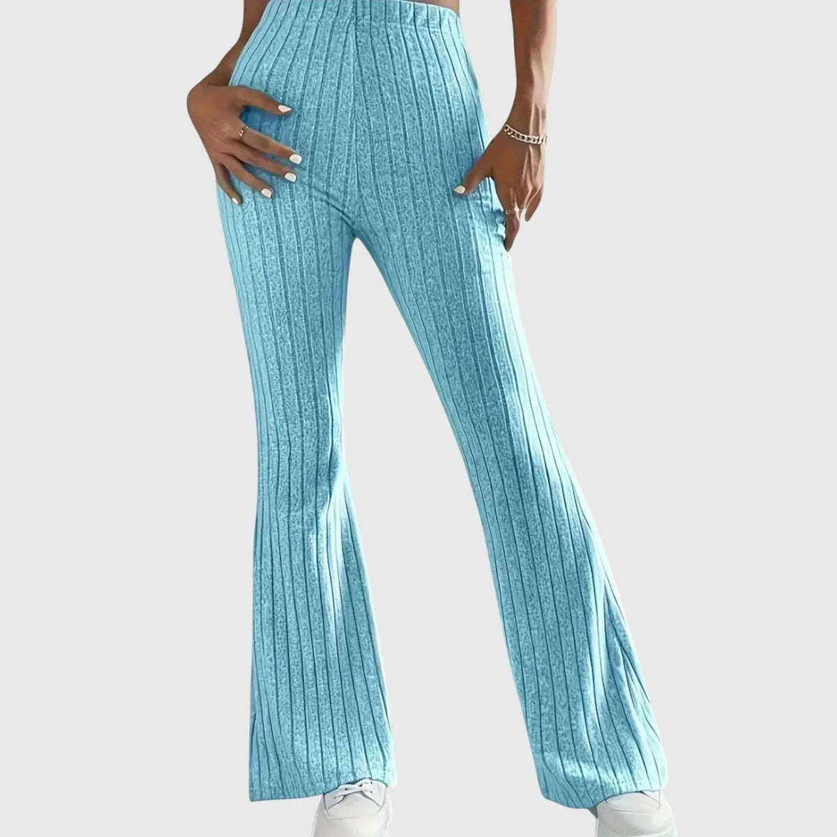 Women's ribbed pants with flared hem