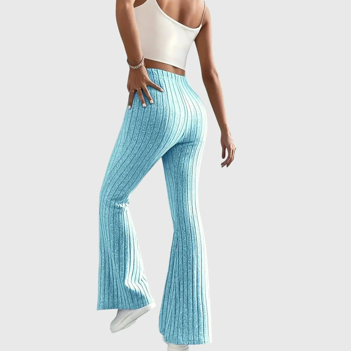 Women's ribbed pants with flared hem