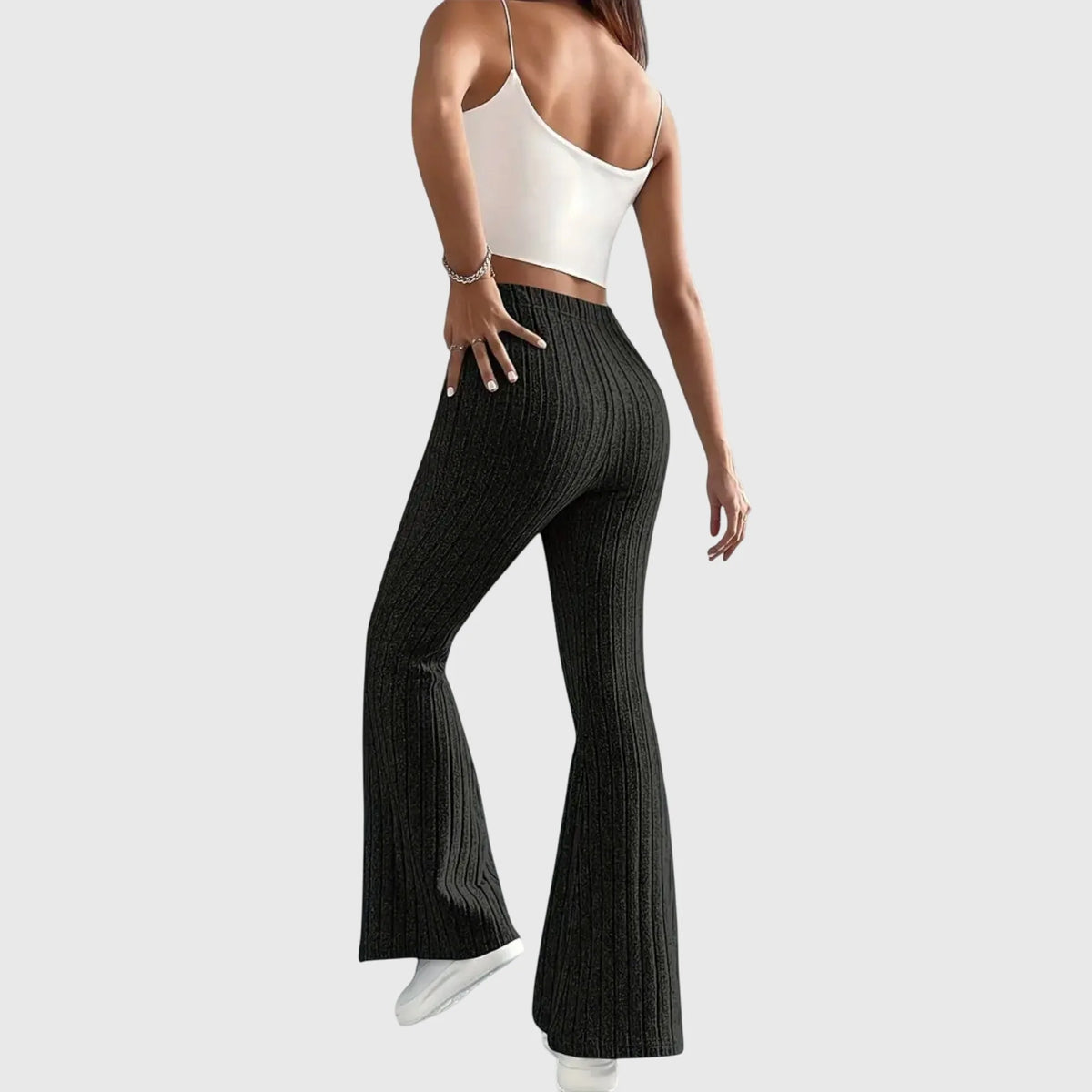 Women's ribbed pants with flared leg