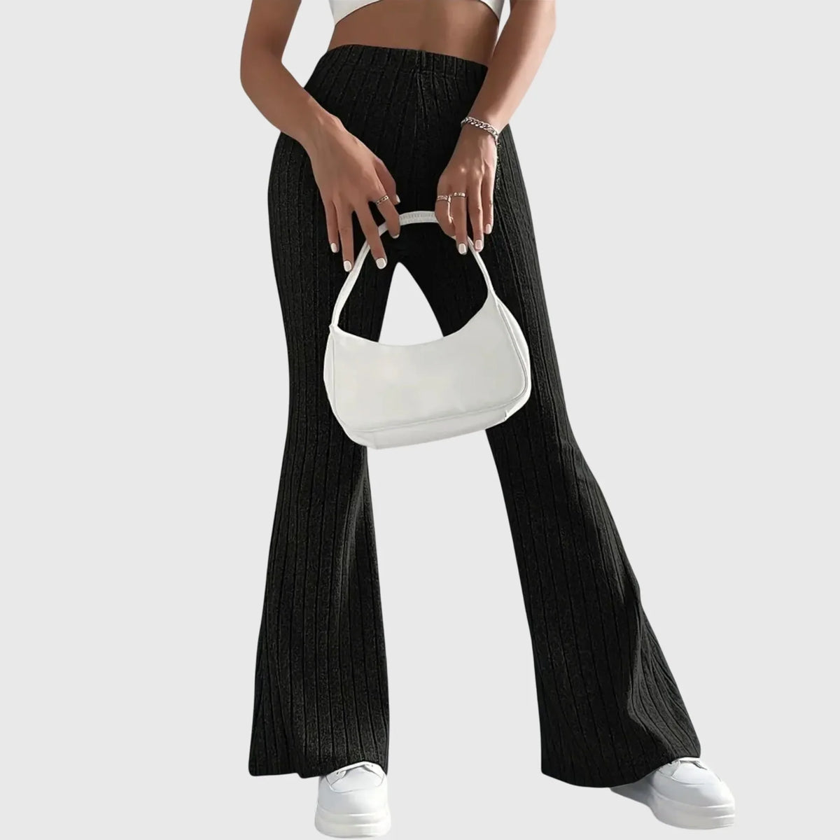 Women's ribbed pants with flared leg
