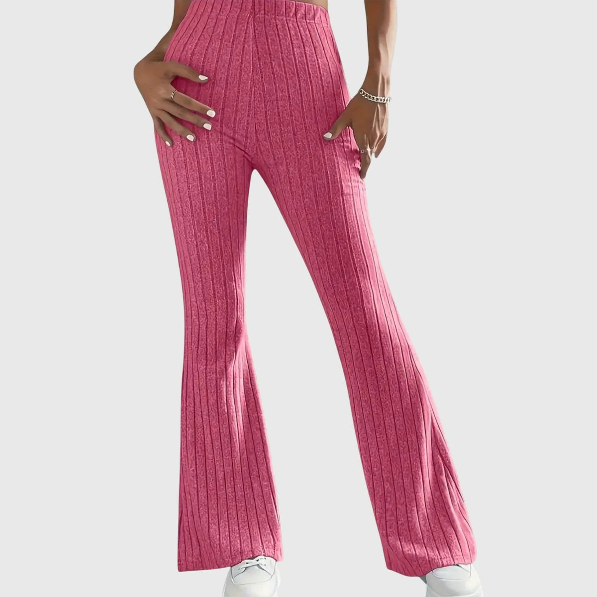 Women's ribbed pants with flared leg