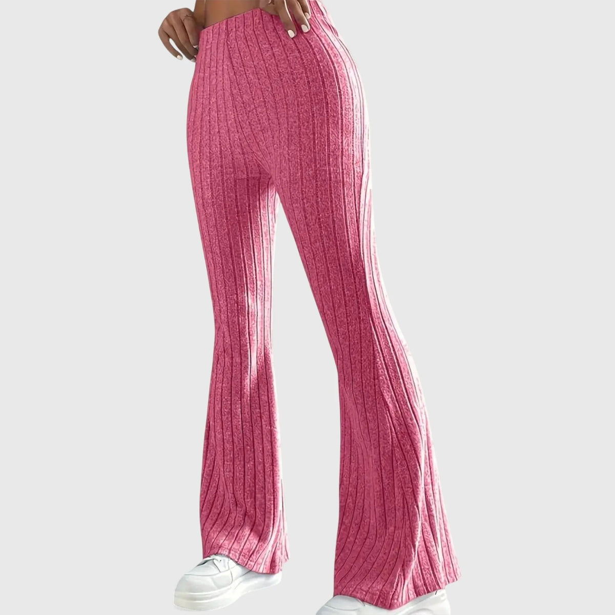 Women's ribbed pants with flared leg