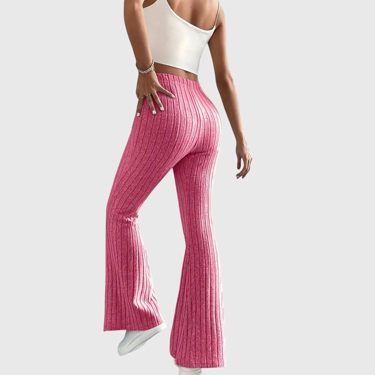 Women's ribbed pants with flared leg