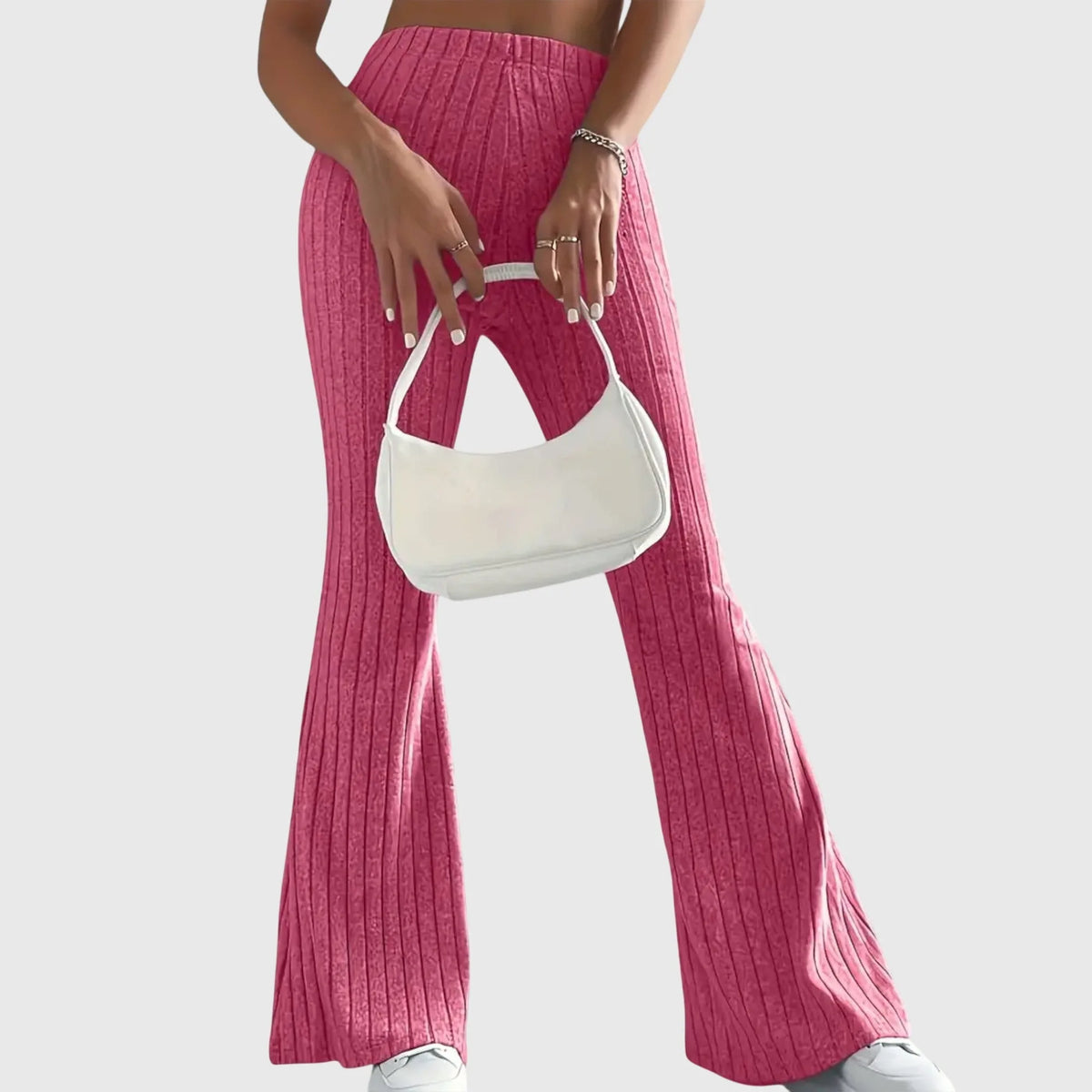 Women's ribbed pants with flared leg